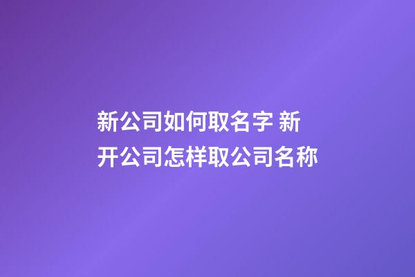 新公司如何取名字 新开公司怎样取公司名称-第1张-公司起名-玄机派